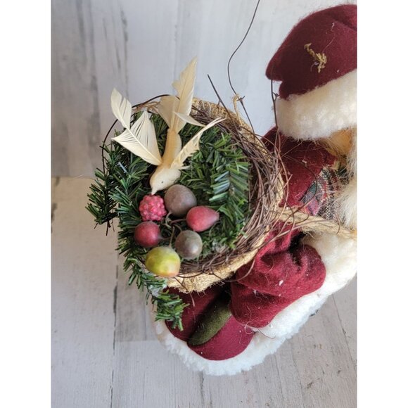 Santa woodlands Santa Claus staff Dove basket Xmas figure vintage unique - Picture 4 of 10